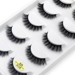 5 Pairs 3D Faux Mink Fake Eyelashes Natural Eyelash Extension Handmade Fluffy False Eyelashes Makeup Tool Eye Lashes X01 X06 X08