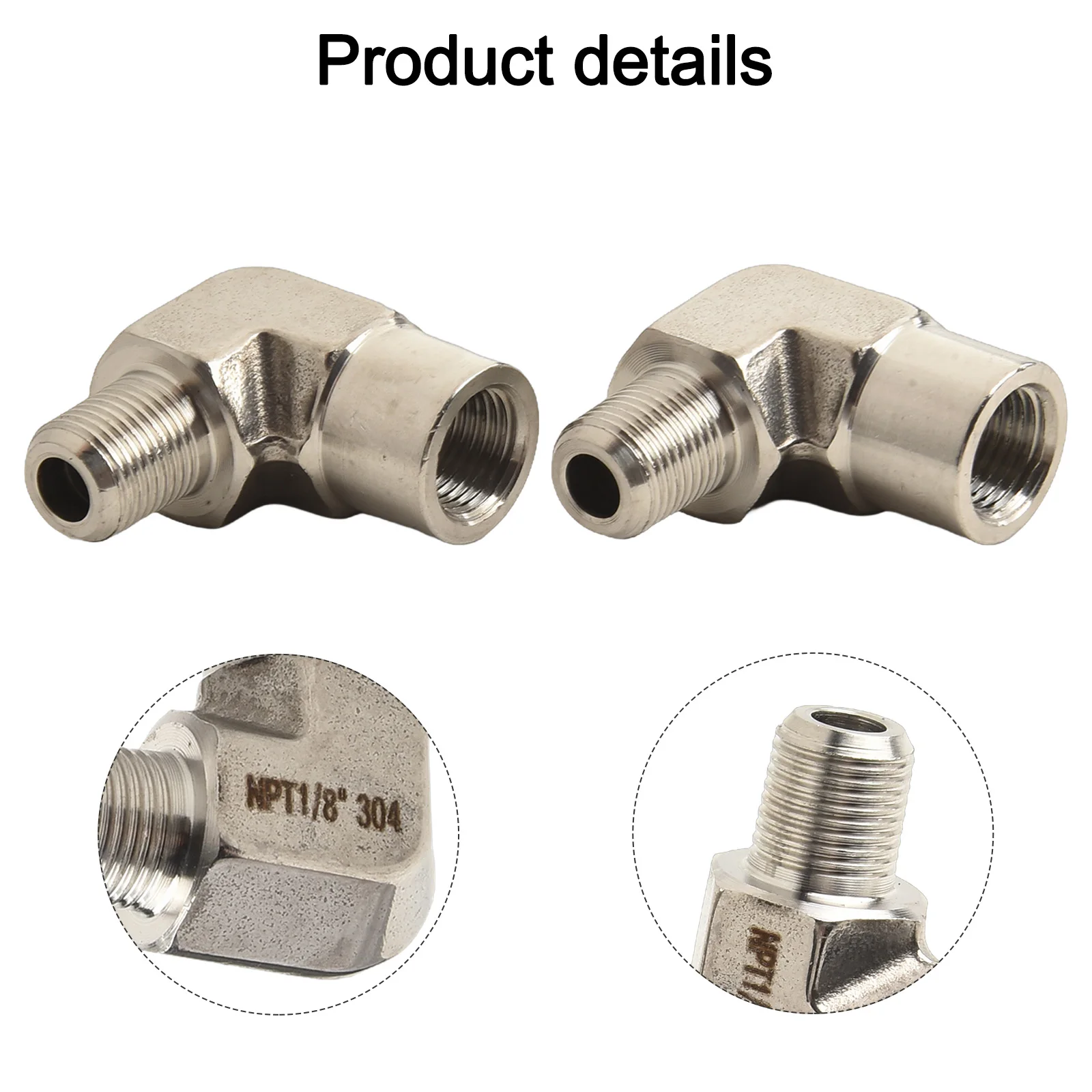 Industrial Grade 304 Stainless Steel 90 Degree Elbow 2PCS for Connecting 1/8 Inch NPT Male and Female Fittings