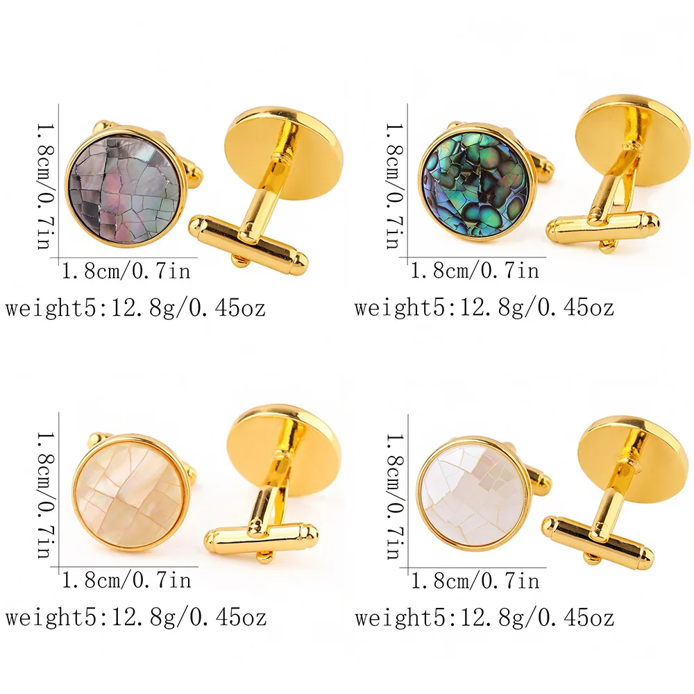 High-end Wedding Formal Attire French Style Cufflinks in Multiple Colors Natural Shell Patchwork Cufflink Shirts Accessories