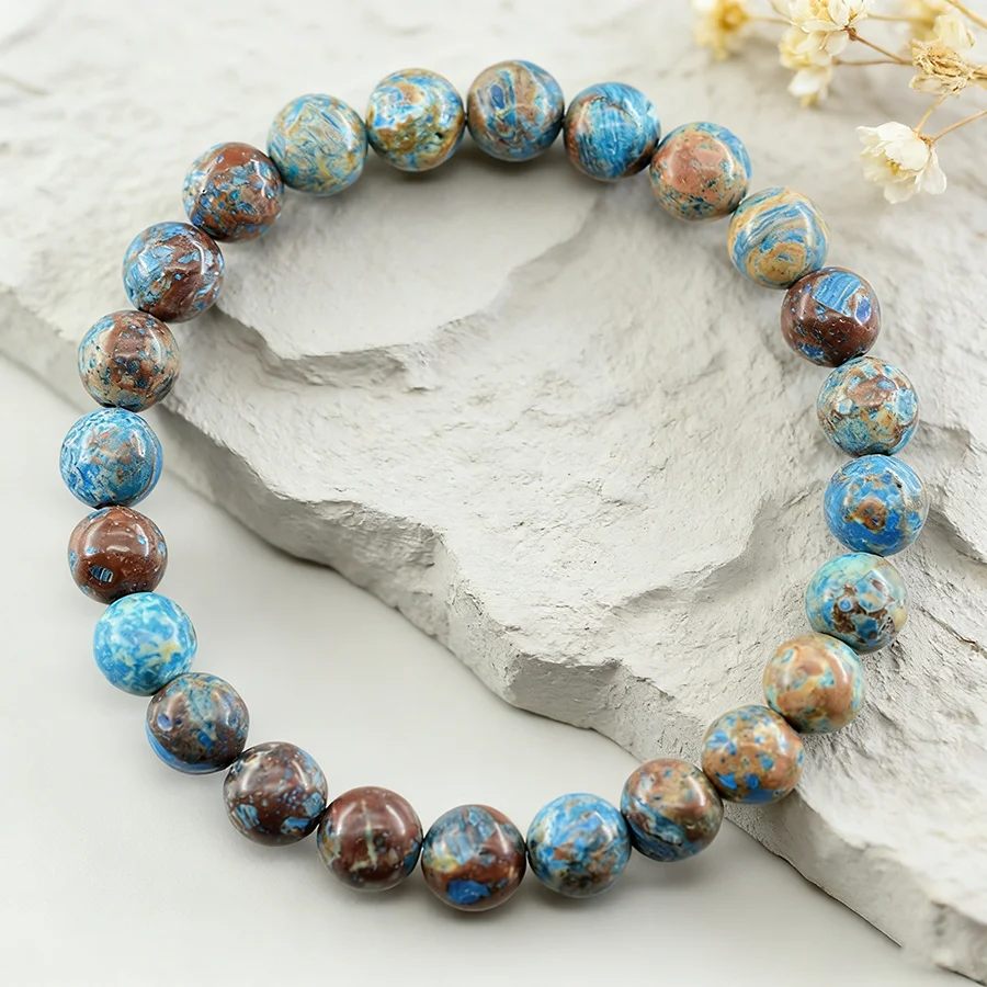Genuine Natural Stone Bracelet African Turquoise Agate Crystal Tiger Eye High Quality Gem Beads Bracelet Homme Jewelry Bangle