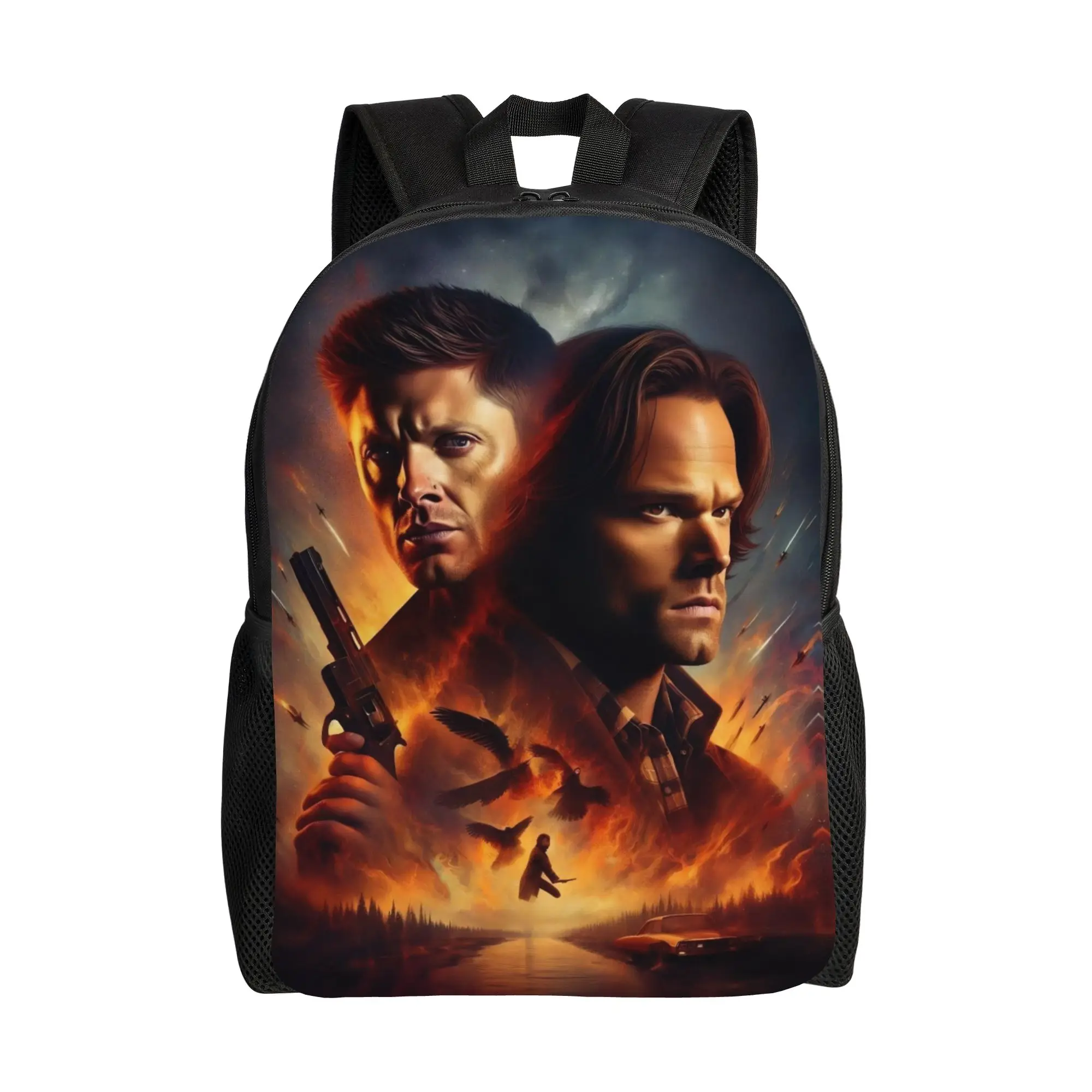 

Рюкзак Supernatural для мужчин и женщин, стильный студенческий/рабочий рюкзак, холщовая сумка для ноутбука с изображением персонажей из ТВ-шоу, для активного отдыха