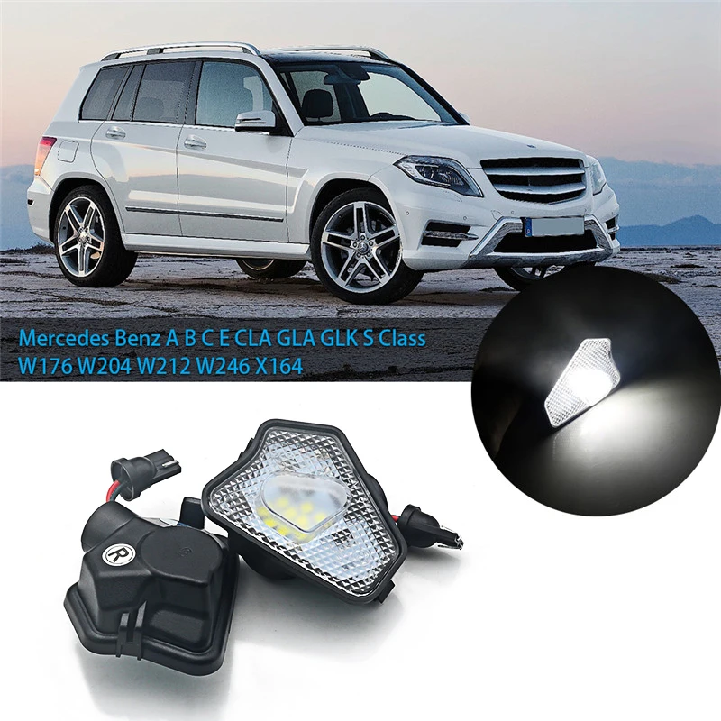 

2Pcs Car Led Under Side Rearview Mirror Puddle Light For Mercedes Benz A B C E CLA GLA GLK S Class W176 W204 W212 W246 X164