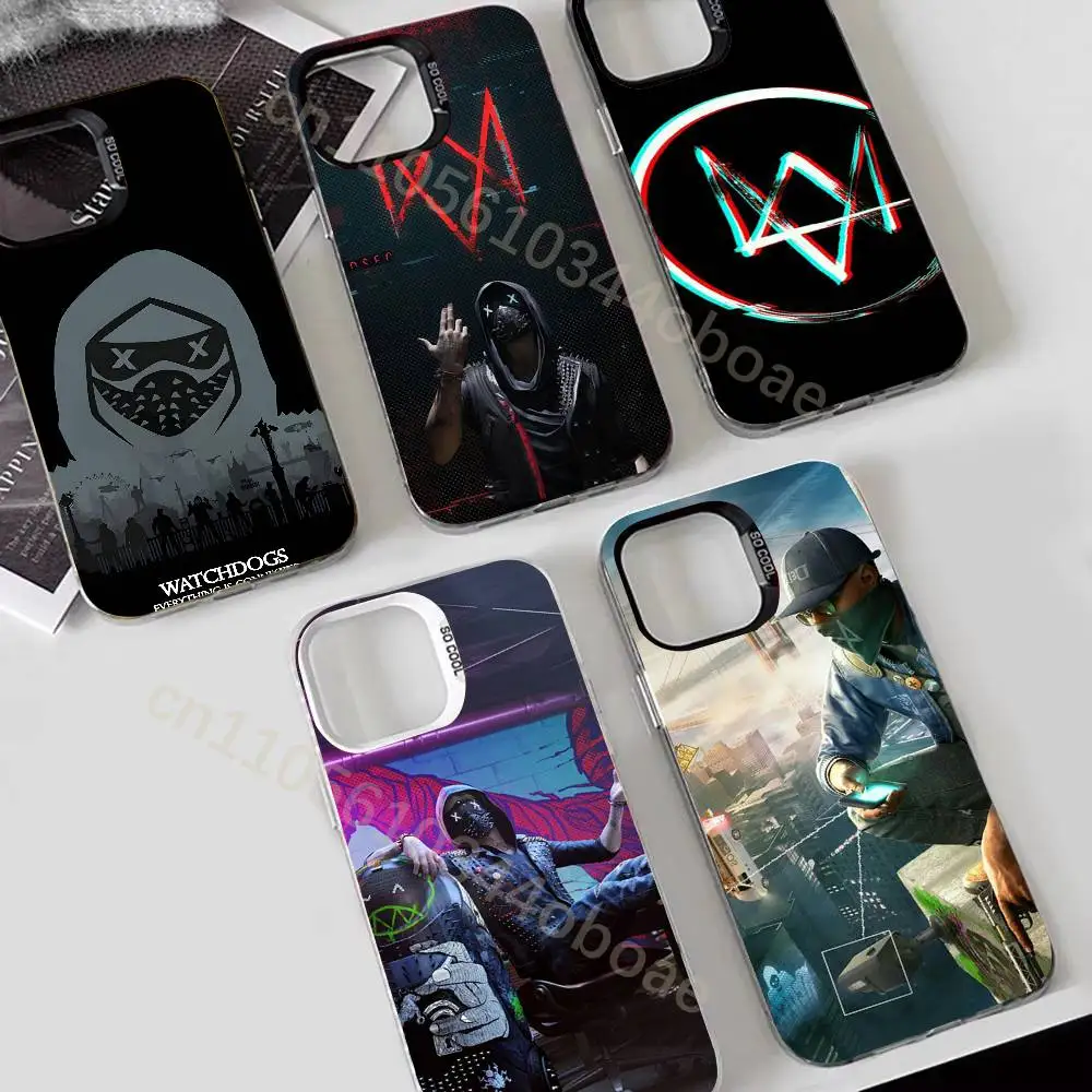 

Game W-Watch Dogs Phone Case For iPhone 17,16,15,14,13,12,11,Pro,Max,Plus Soft Black Cover