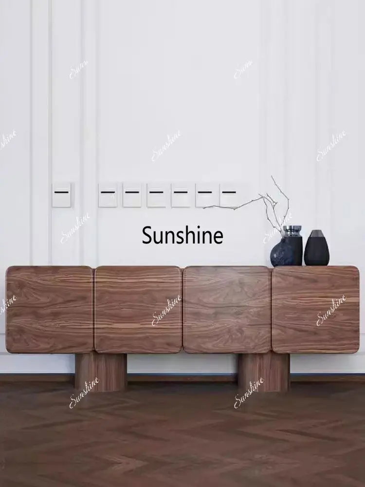 North American black walnut color side cabinet integrated wall storage cabinet