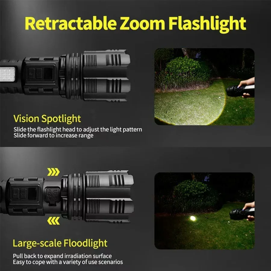 2025 linterna LED ultrapotente antorcha de luz fuerte recargable 3000mah luz de Flash 1000M tiro largo Lantren táctico al aire libre