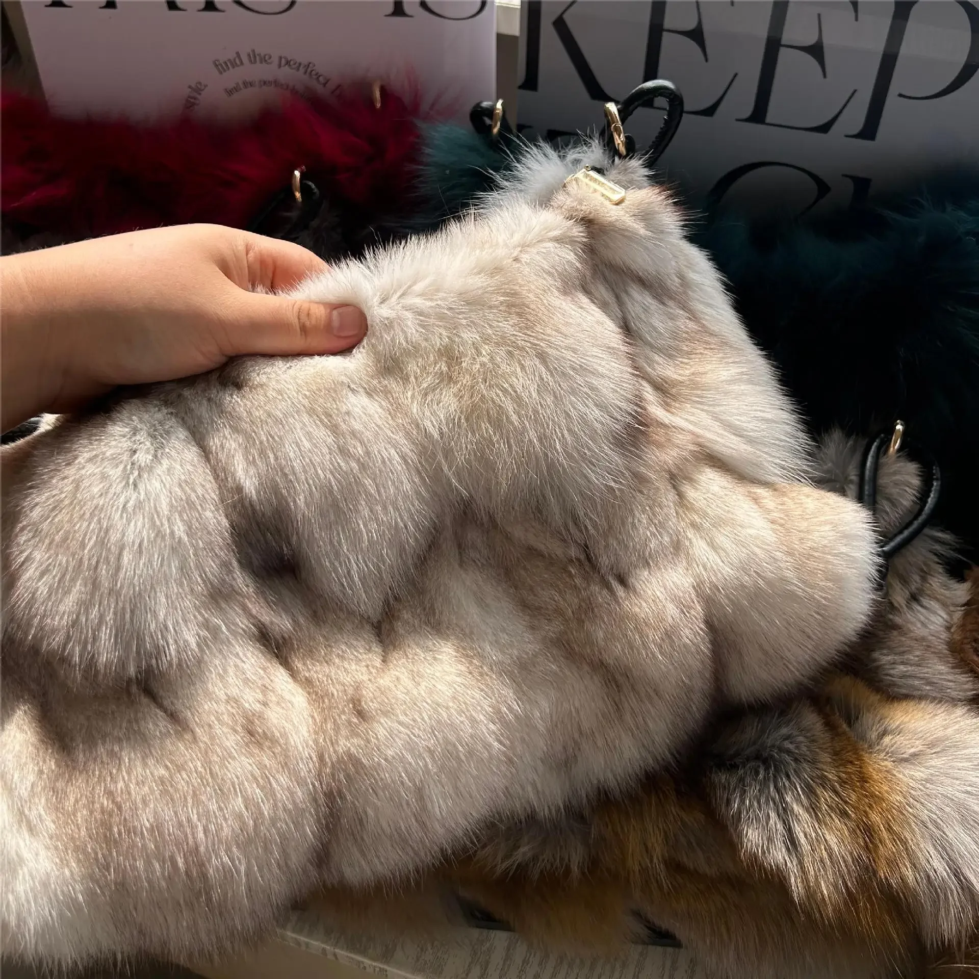 Winter Fox Fur Bag Women's Bag Fashion Handbag Ladies Bags Purses Women Shoulder Bag Real Silver Fox Fur Messenger Bags