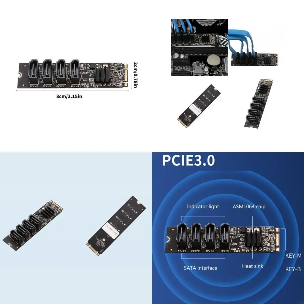 

F42D M.2 на 4 порта Sata3.0 Плата расширения Конвертер Компьютерные аксессуары