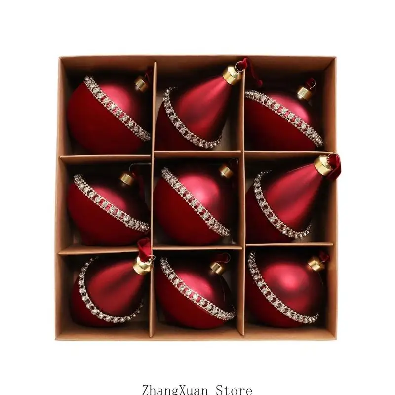 Kunststoff-Weihnachtskugelkollektion, hängende Kugeln mit Metalloberteil und Schmuckbesatz für Innendekorationen 3XUF – Detail 2