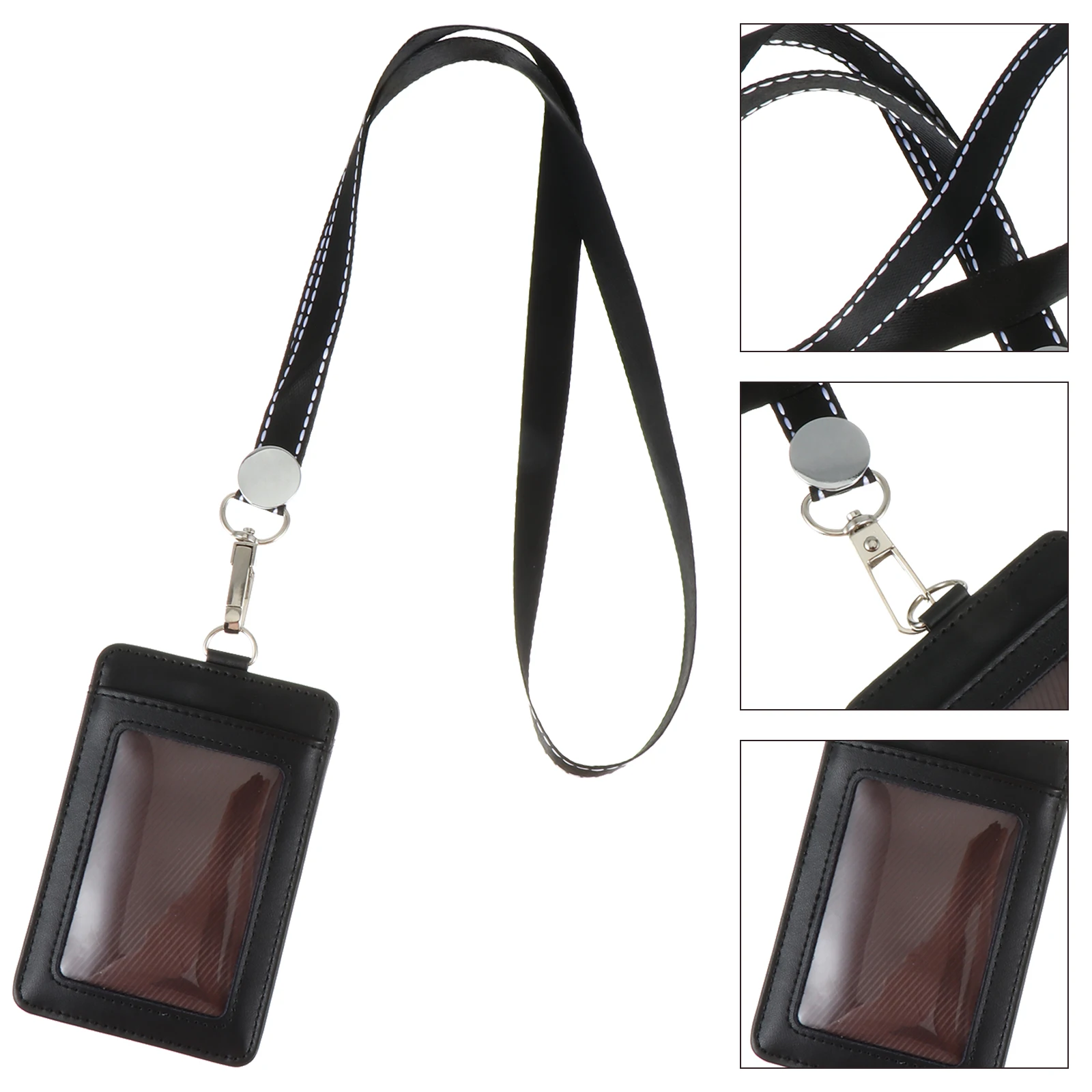 1pc Double-Sided Cards Holder Scratch Proof Id Badge Cover For Nurse Teacher Card Lanyard Holders