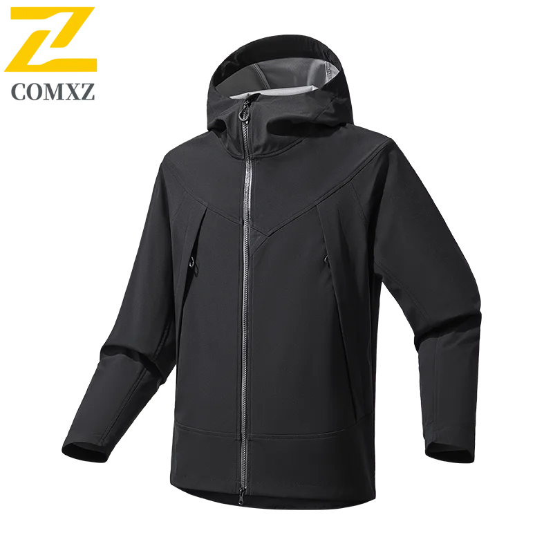 Outdoor Waterproof Soft Shell Jacket Unisex Large Capacity Zipper Pocket Lightweight Windbreaker Men's Hiking Climbing Raincoat