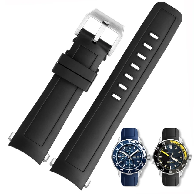 22mm Rubber Curved End Strap For IWC International AQUATIMER Ocean Timepiece IW356802 376705 Quick Release Bracelet Black Blue AliExpress