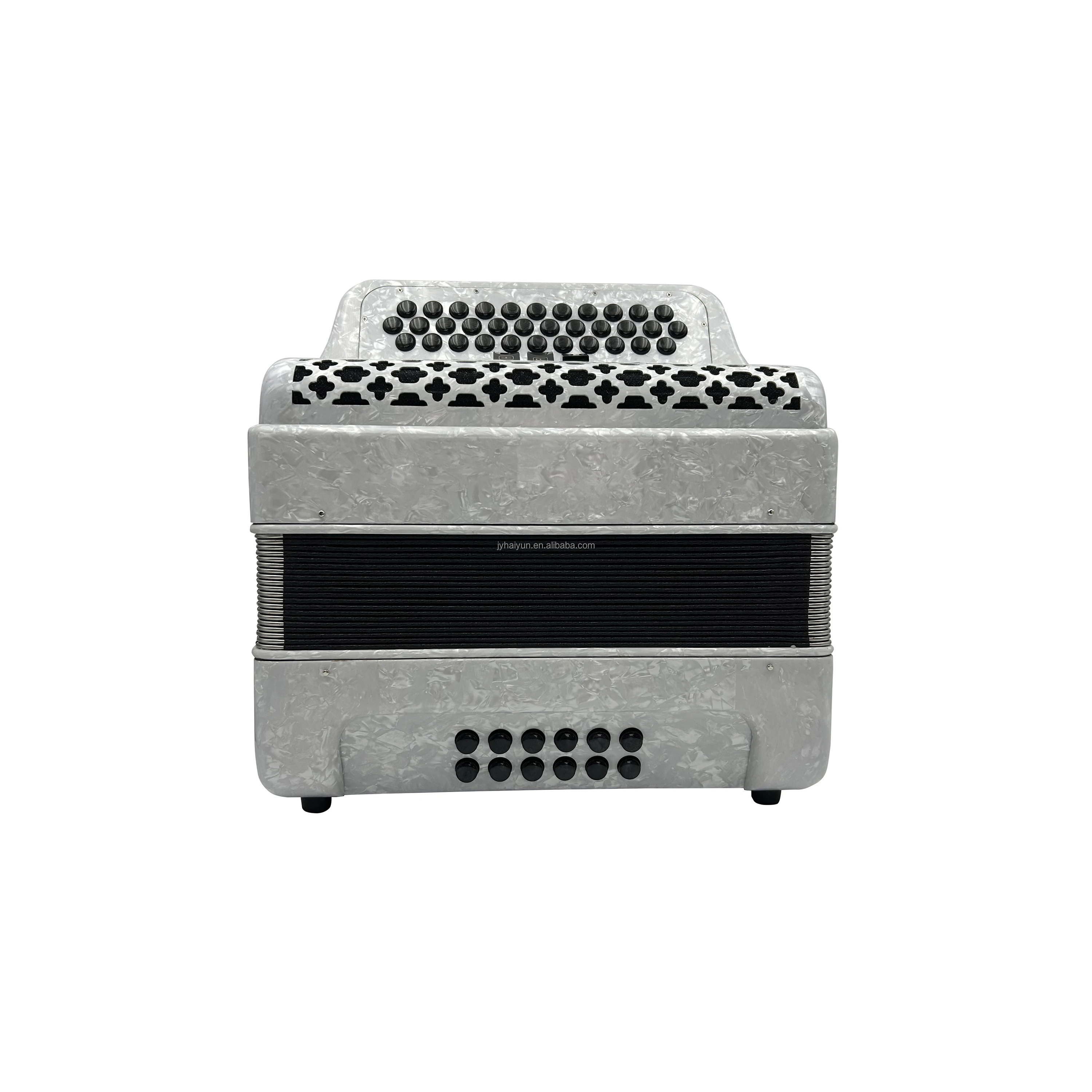 

Профессиональный диатонический 34-кнопочный 12-кнопочный 3-регновенный белый целлулоидный аккордеон портативный JB3412B