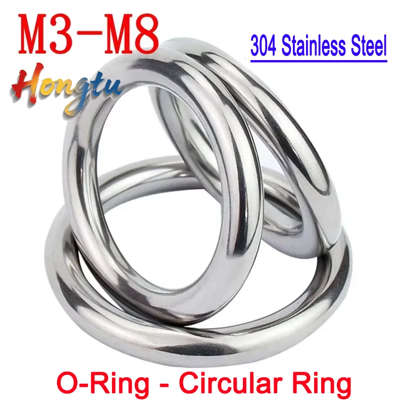 Seamless 304 Stainless Steel O Ring Circular Lifting Ring M3-M8 Solid Connecting Loop Ring
