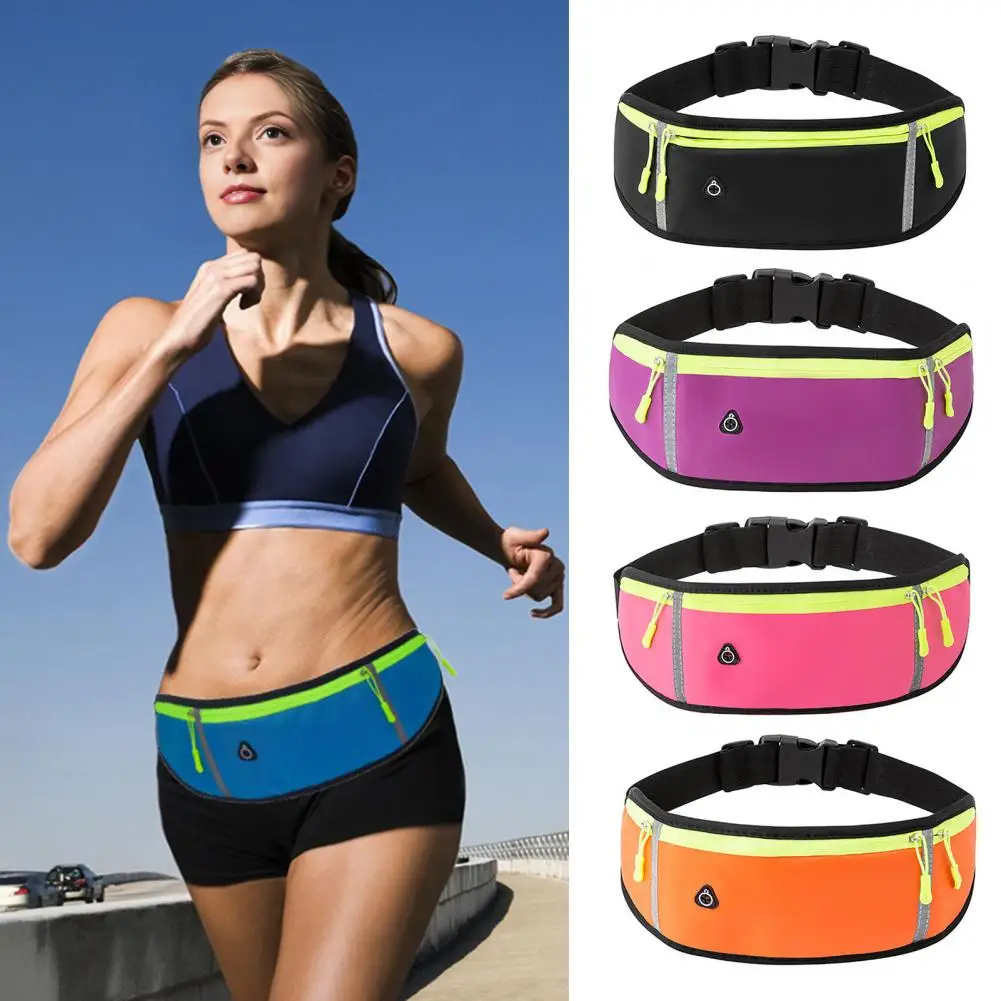 Running Belt Bag Waterproof Waist Bag with Water Bottle Holder Outdoor Sports Waist Pouch for Men Women Jogging Night Visibility