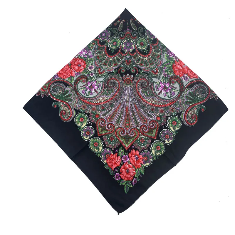 100*100cm Russian Style Floral Printed Scarf Women Square Handkerchief Ethnic Shawl Babushka Hijab Bandana Headband Scarves