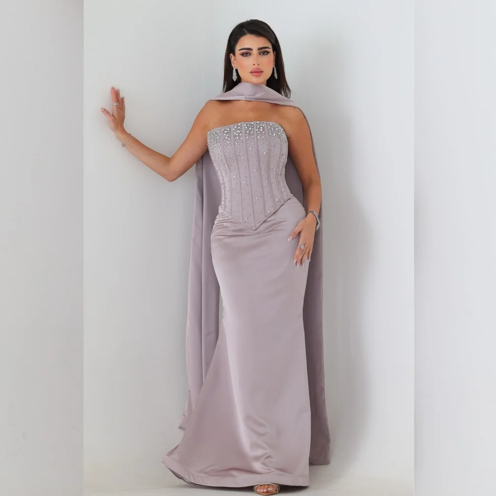 

Customized Modern Style Charmeuse Sequined Mermaid Strapless Long Dresses Bespoke Occasion Sizes Available