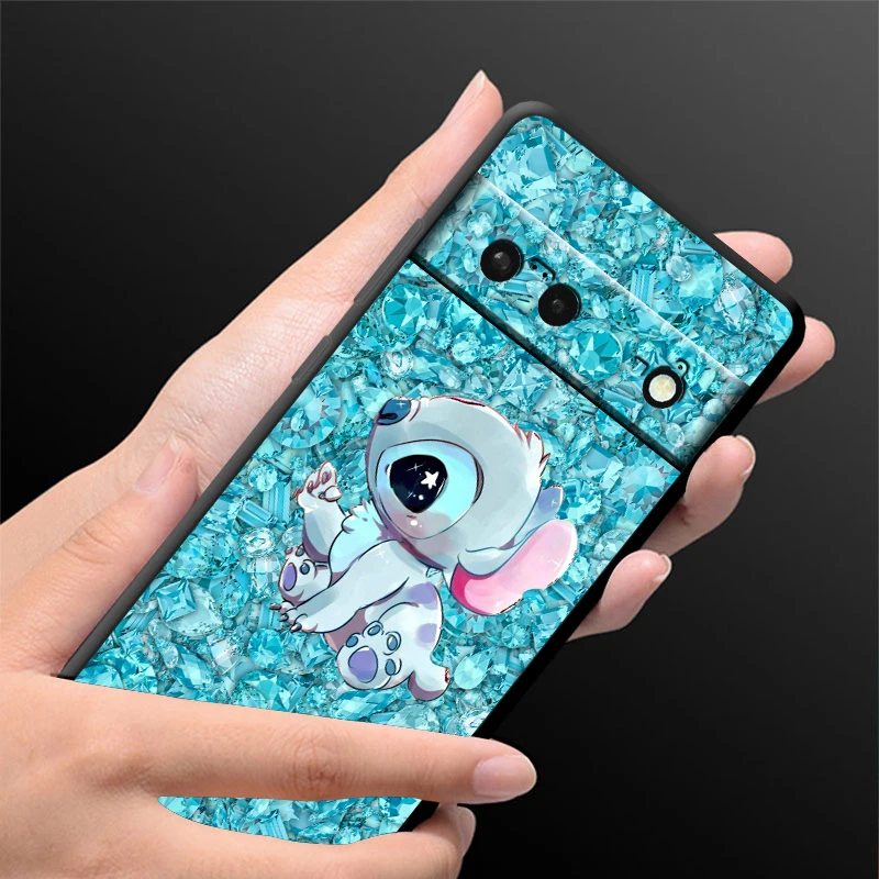 Disney Cartoon Stitch Art Phone Case For Google Pixel 8 7 Pro 6 Pro 6A 5A 5 4 4A XL 5G Black Soft Fundas Cover