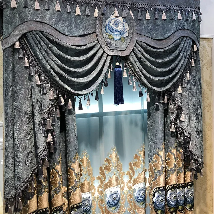 

Новые классические занавески из синели с бархатной вышивкой в дворце, классические затеняющие шторы для гостиной, столовой, спальни, готовые в европейском стиле