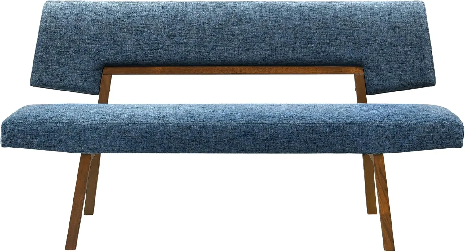

Armen Living Channell Modern Walnut Wood Dining Table Bench, 63" Wide, Blue