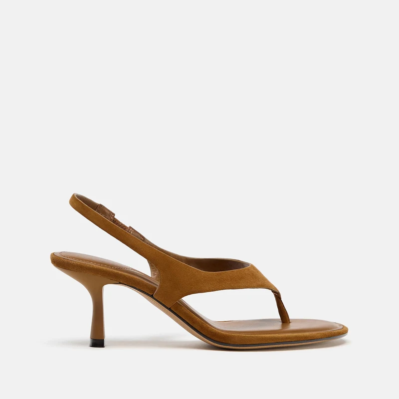 

ZABA TANA Summer New Women's Fine Strap Toe Post Sandals High Heel Thin Heel Outdoor Wear Fashionable Low Cut Slip-On Shoes