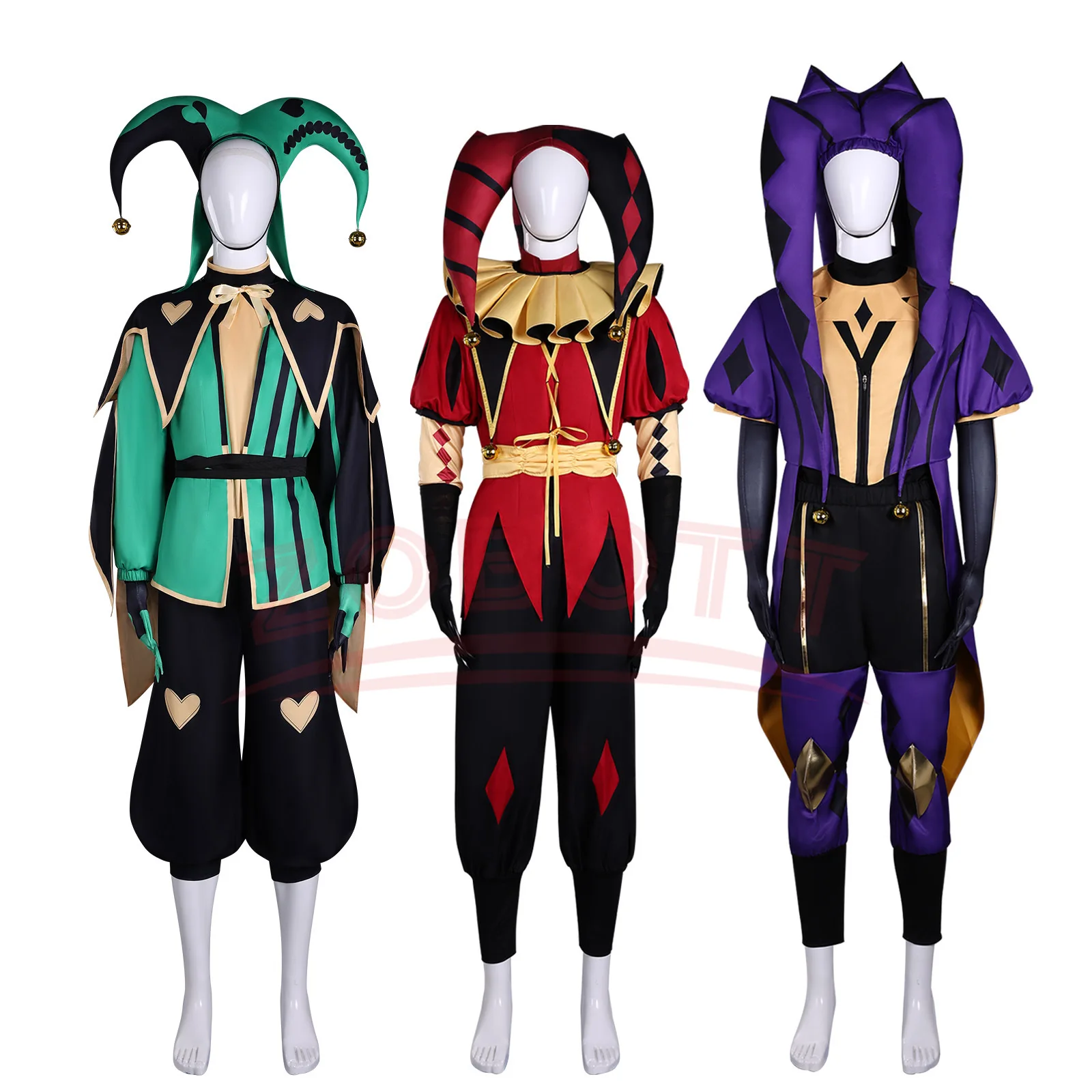 

Circus Pierrot Harlequin Cosplay Costumes Unisex Clown Uniform for Halloween Carnival Party Cos Game Outfits Fancy Dress Adults