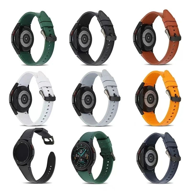 Bracelet en cuir pour Samsung Galaxy Watch 4, 40/42/44/46mm, remplacement de montre intelligente, bracelet de montre sport classique