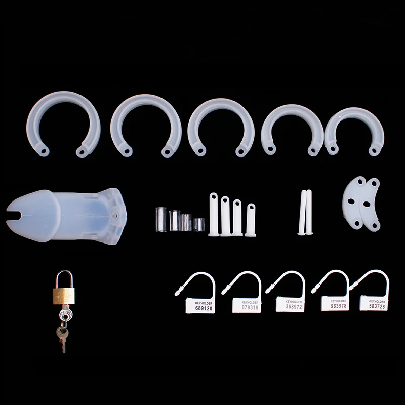 Male Chastity Cage Device Small/Standard Cock Cage with 5 Size Rings Brass Lock Locking Number Tags Erotic Urethral Men SexyToy - Image 5