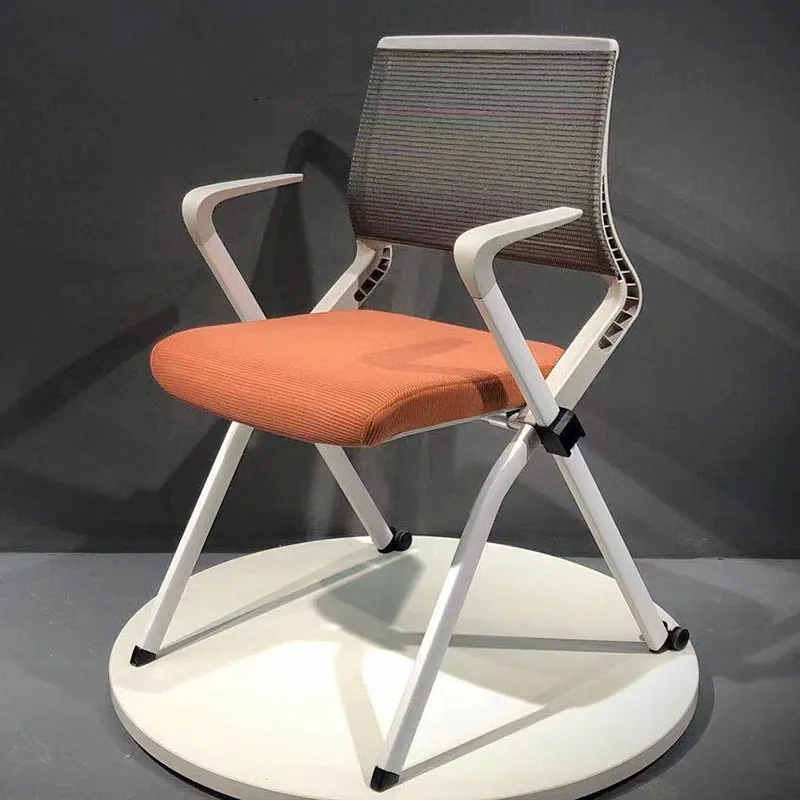 #Folding Training Chair, Office Conference Chair with Mesh Backrest, Multifunctional Classroom Chair with a Small Desk Board.