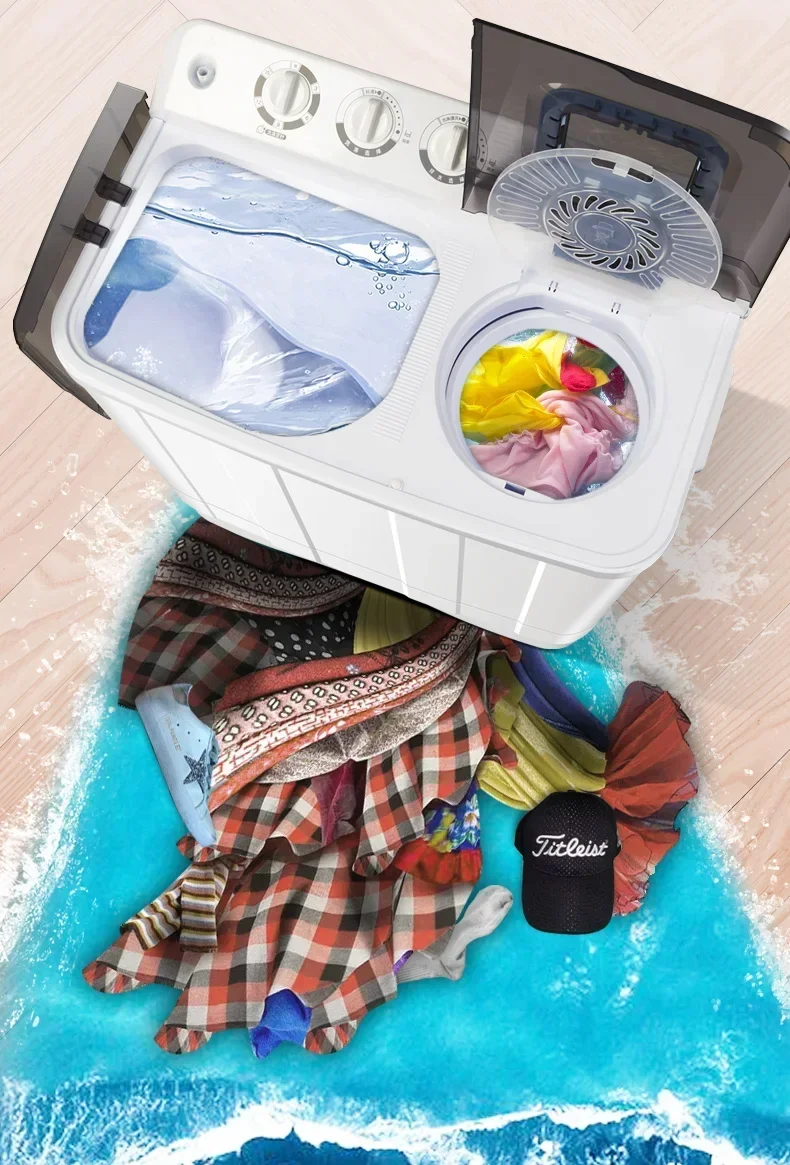 Стиральная машина большой емкостиПолуавтоматическая стиральная машина бытовая двухствольная общежития мини двухцилиндровый пульсатор