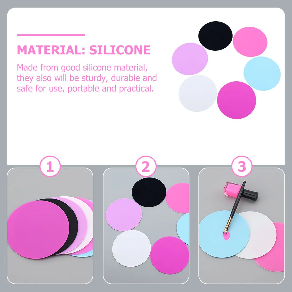 6Pcs Nail Color Mixing Pallets Silicone Durable Manicure Accessories Nail Art Color Mixing Plates Salon Tool Manicure Tool