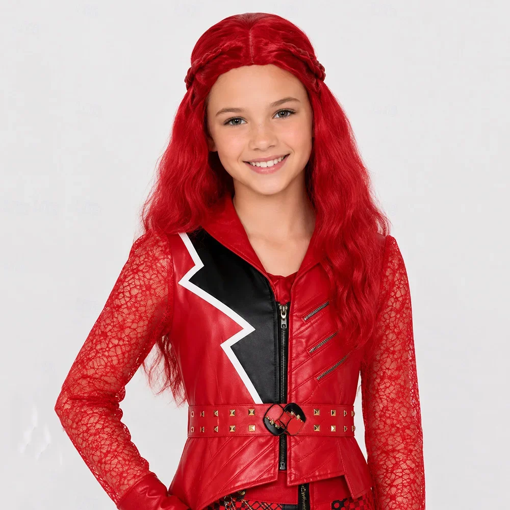 Synthetic Hair Long Wavy Blue Braided Wig Fantasy Villain Heir Princess Descendants Wicked Wonderland Cosplay Wig for Halloween
