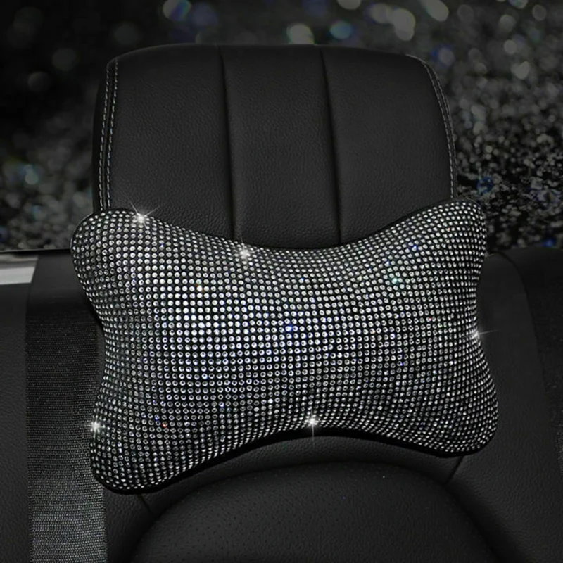 Universal Car Steering Wheel Cover Shiny Rhinestone Diamond Auto Accessories Interior Set Car Pillow/ Headrest/Handbrake Cover