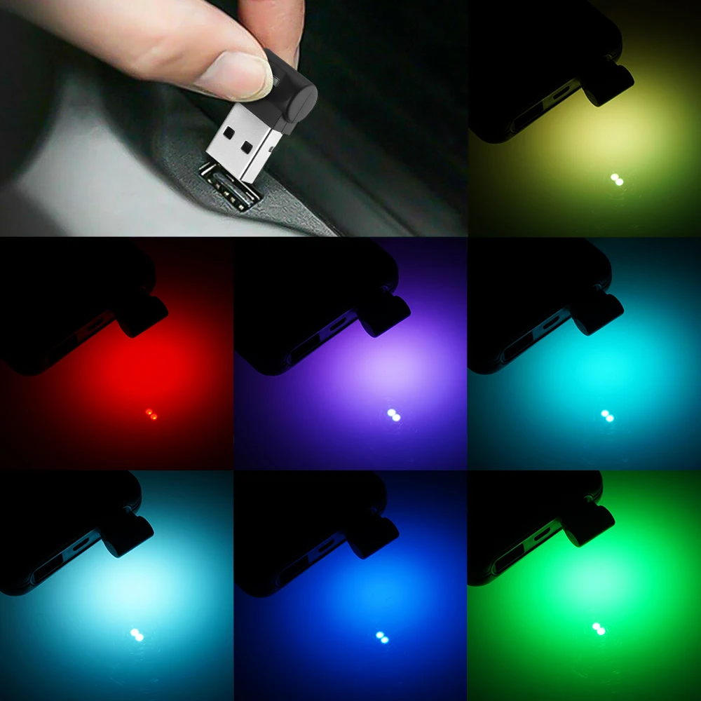 Mini USB LED Car Light Auto Interior Atmosphere Light Decorative Lamp Emergency Lighting PC Auto Colorful Light Car Accessory