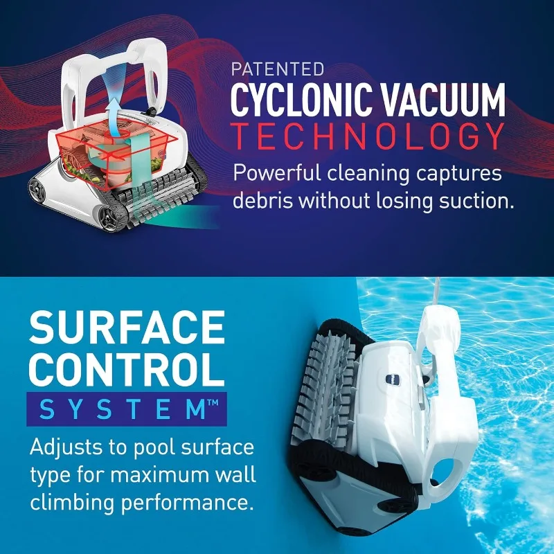 P825 Sport Robotic Pool Cleaner, Automatic Vacuum for InGround Pools up to 40ft, Wall Climbing Vac w/ Strong Suction