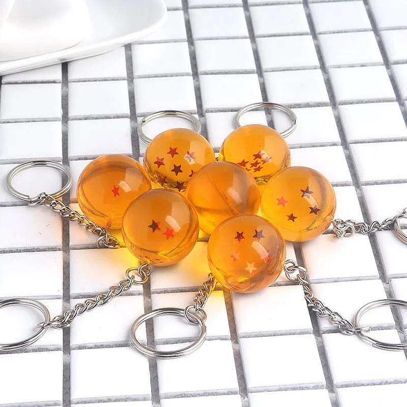 Porte-clés Dragon Ball 1-7 étoiles en cristal, breloque anime en résine et verre, porte-clés de voiture unique, cadeau de vacances