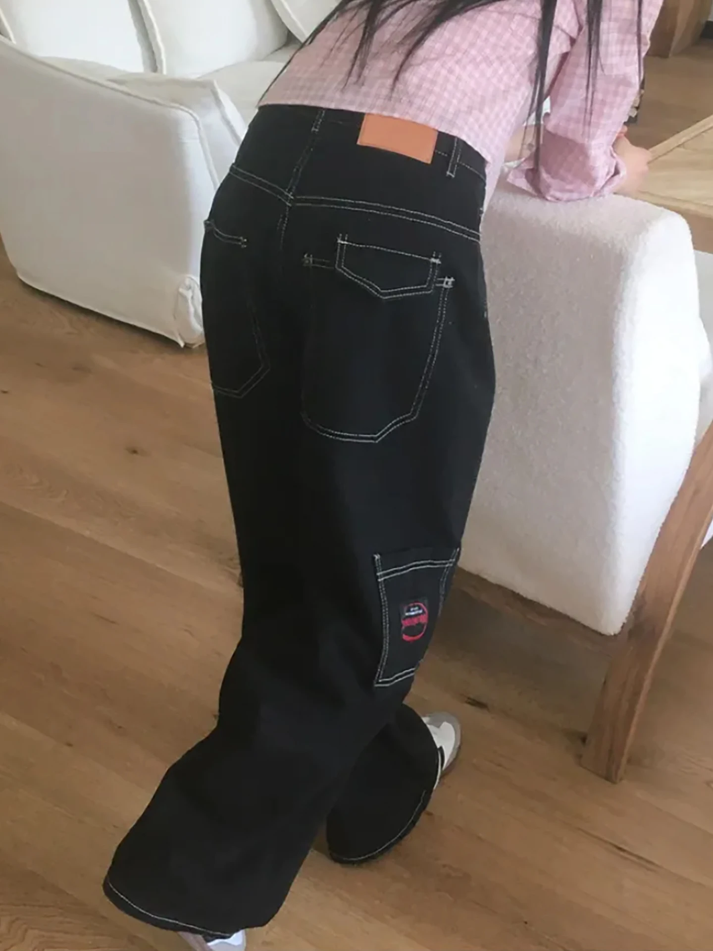 

East Gate Design Повседневные широкие джинсы Женская прямая рабочая одежда Джинсовые брюки Four Seasons из хлопка