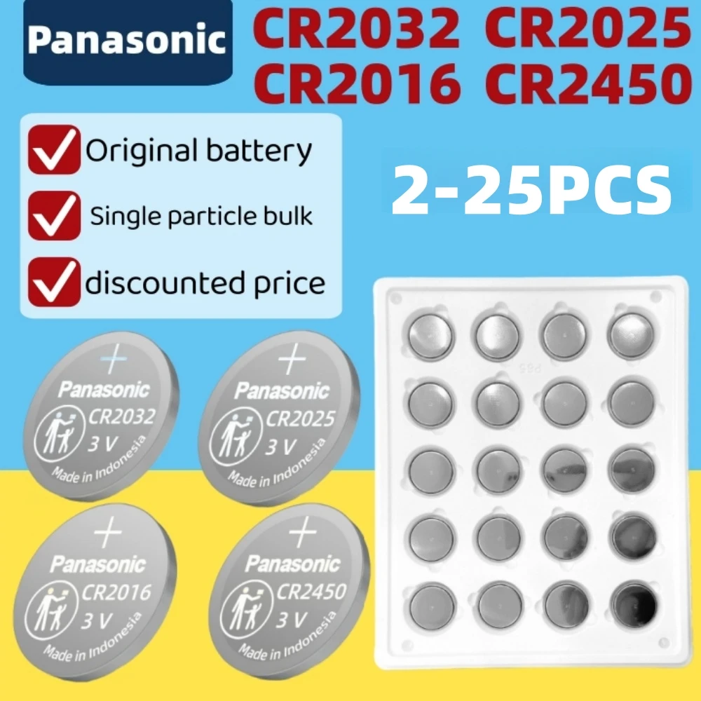 2-50PCS Panasonic CR2032 CR2025 CR2016 CR2450  Lithium Battery for Watch Calculator Clock Remote Control Toys Button Cel
