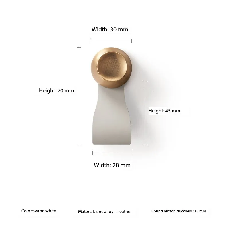 Uchwyt ze skóry bydlęcej Nowoczesny Prosty Nordycki Tatami Szafa Drzwi Szuflada Wkładany Uchwyt Skórzany Warstwowy Skórzane Gałki Antykolizyjne