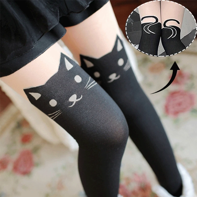 Super sottile Sexy carino gatto coda Leggings calze donna femminile Catoon Panty tubo Sexy collant trasparente ragazza calzino lungo collant Sexy