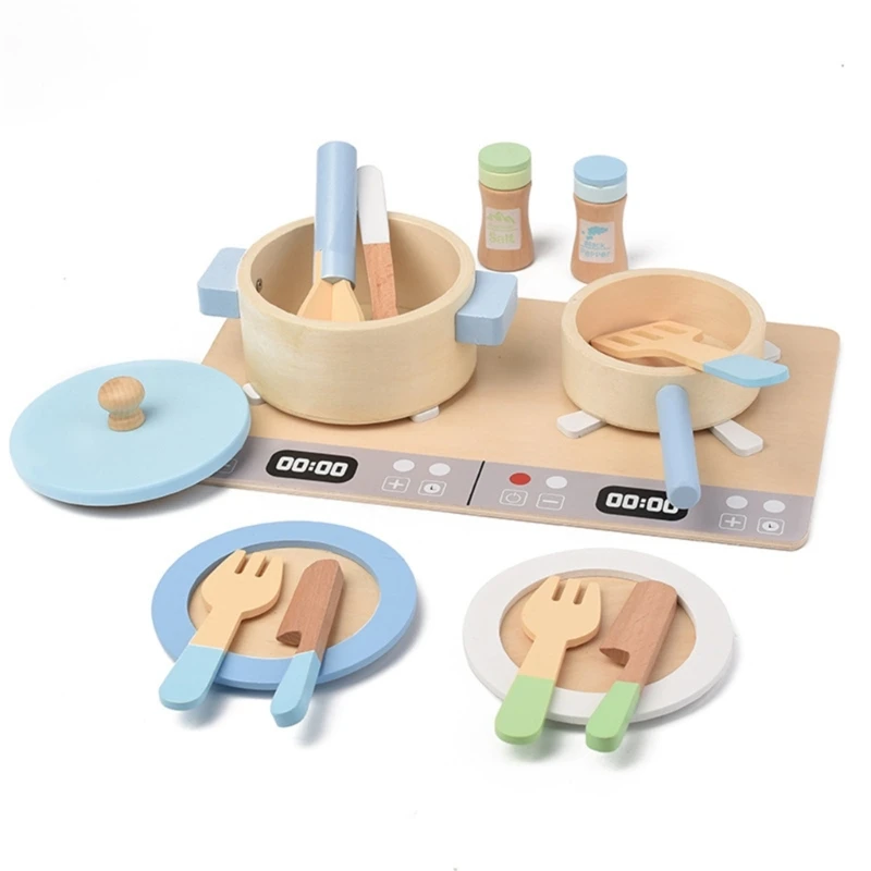 

Q0KB Pots Cookware Pretend Play Food for Toddlers Learning Cookware Pots Cutlery Food Kitchen Cooking Utensils Playset