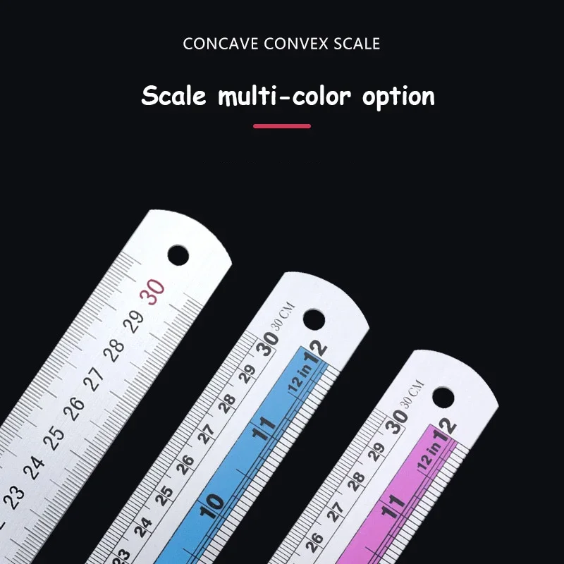 Double Scale British UV Ink Printing 15-30cm Aluminum Alloy Ruler New Semester Students Learning Tools Drawing Ruler