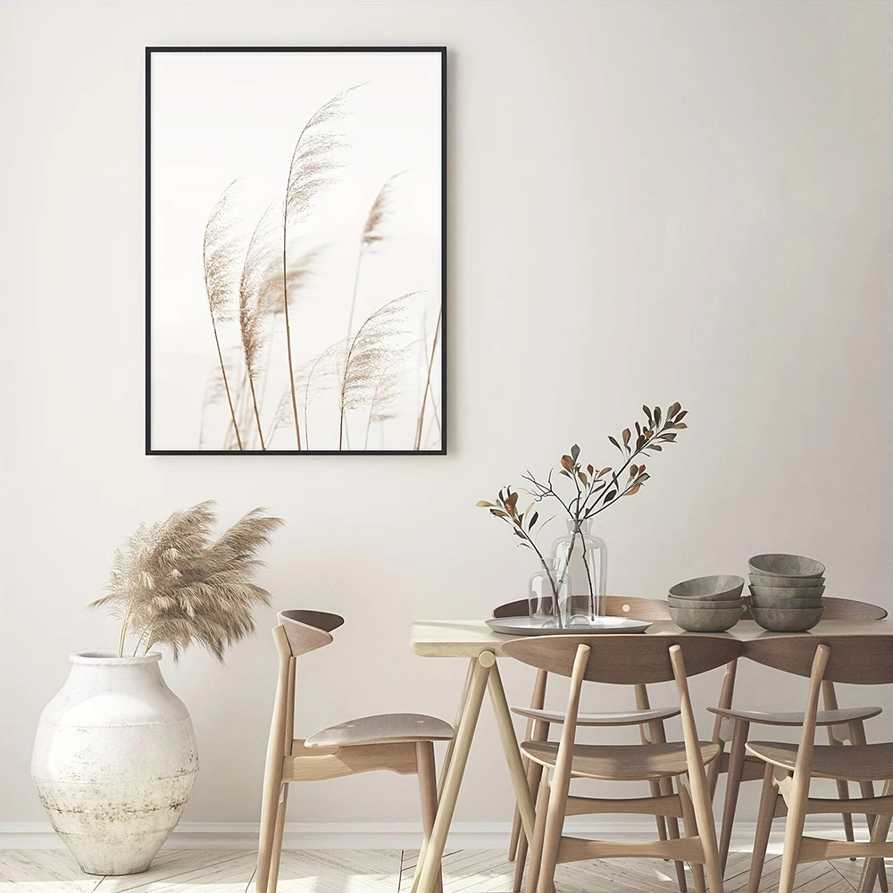 3PCS White Seascape Canvas Painting Nordic Sea Beach Pampas Botanical Grass Pictures Living Room Kitchen Wall Art Decor Poster