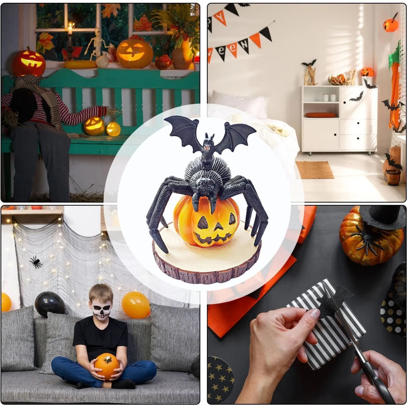 

Halloween Spider Decorations Multifunctional Pumpkin Resin Figurines Gothic Decorative Sculptures Festival Decorations 2024