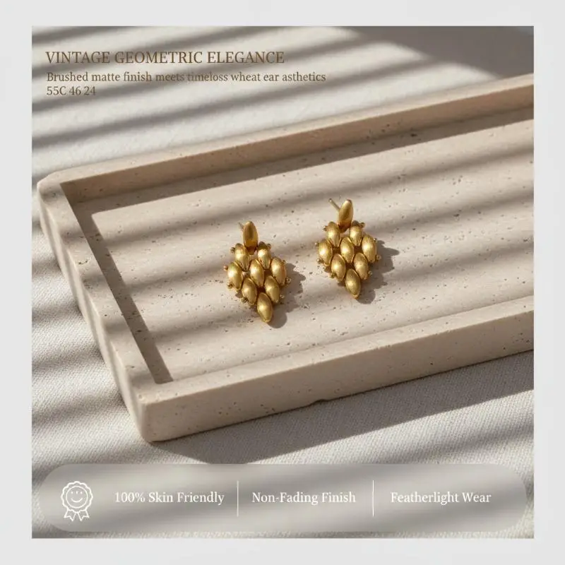 Trendy Gold Plated Geometric Brushed Earrings Lightweight Fashion Jewelry for Girls Birthday Gift Choice