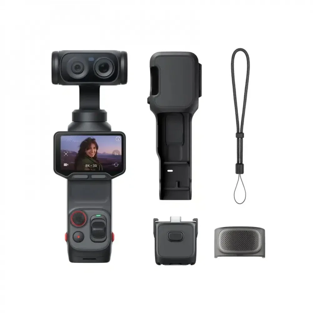 8K Ultra Pocket Camera 8K Dual Lenses 3 Axis Gimbal Stabilizer Detachable OLED Screen Triple AI Chip Vlog Cam 4K action camera