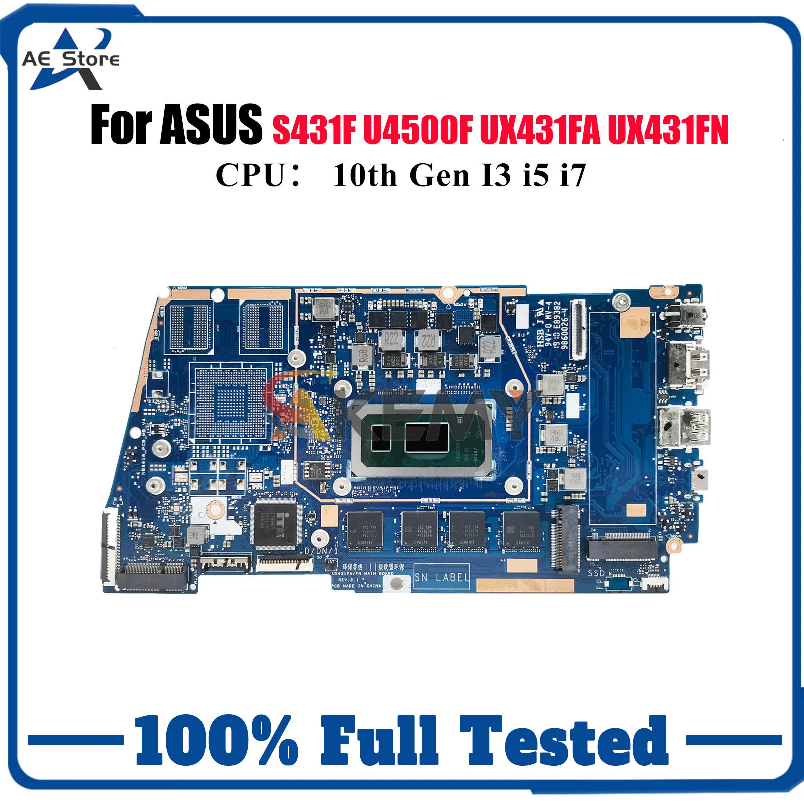 

UX431FA Материнская плата для ноутбука ASUS ZenBook U4500F S431F UX431F X431F UX431FN S4500F UX431FA Материнская плата с 10-го поколения I3 i5 i7