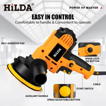 HILDA 電動車拋光機 汽車美容打蠟機 可調速打磨打蠟工具 汽車拋光刮痕修復 10 最佳銷售 汽車拋光機 - №2