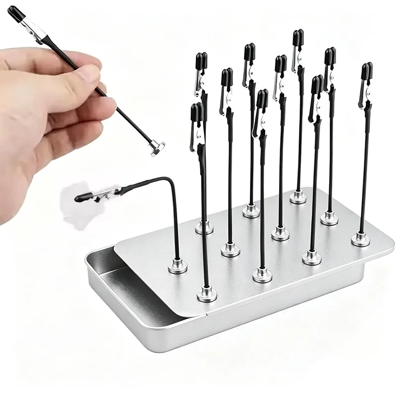 Model Painting Stand Base Holder 10Pcs/Set Alligator Clip Sticks Magnetic Bendable for Airbrush Spray Hobby DIY Model Crafting