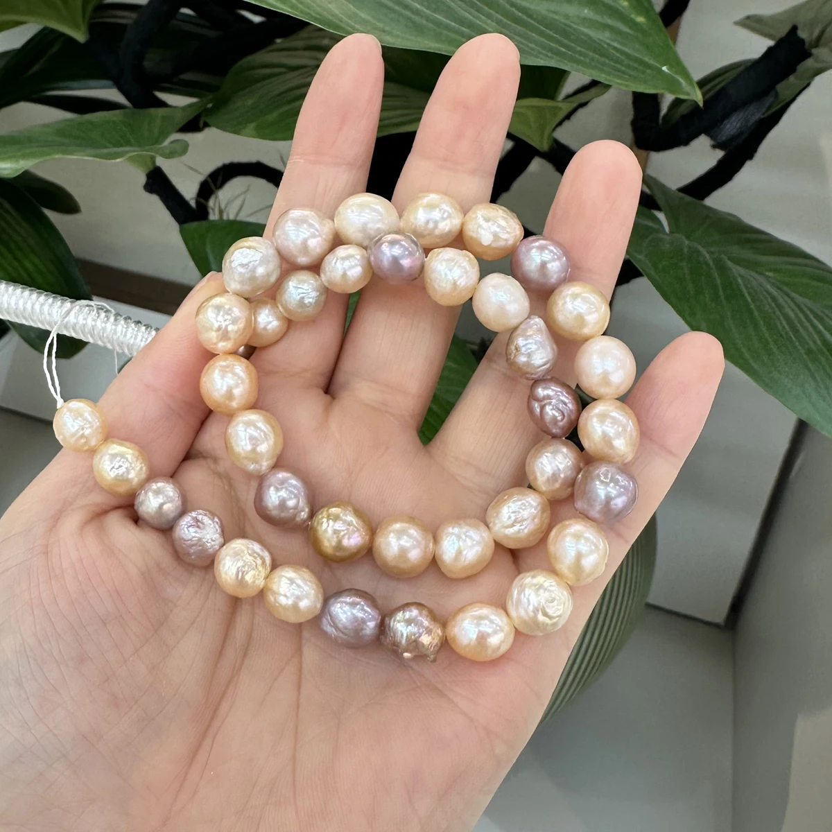 

9-11mm Big Natural Freshwater Pearl Candy Colors Premium Near Round Bead Charms ForDIY Women Necklace Jewelry Making Accessories