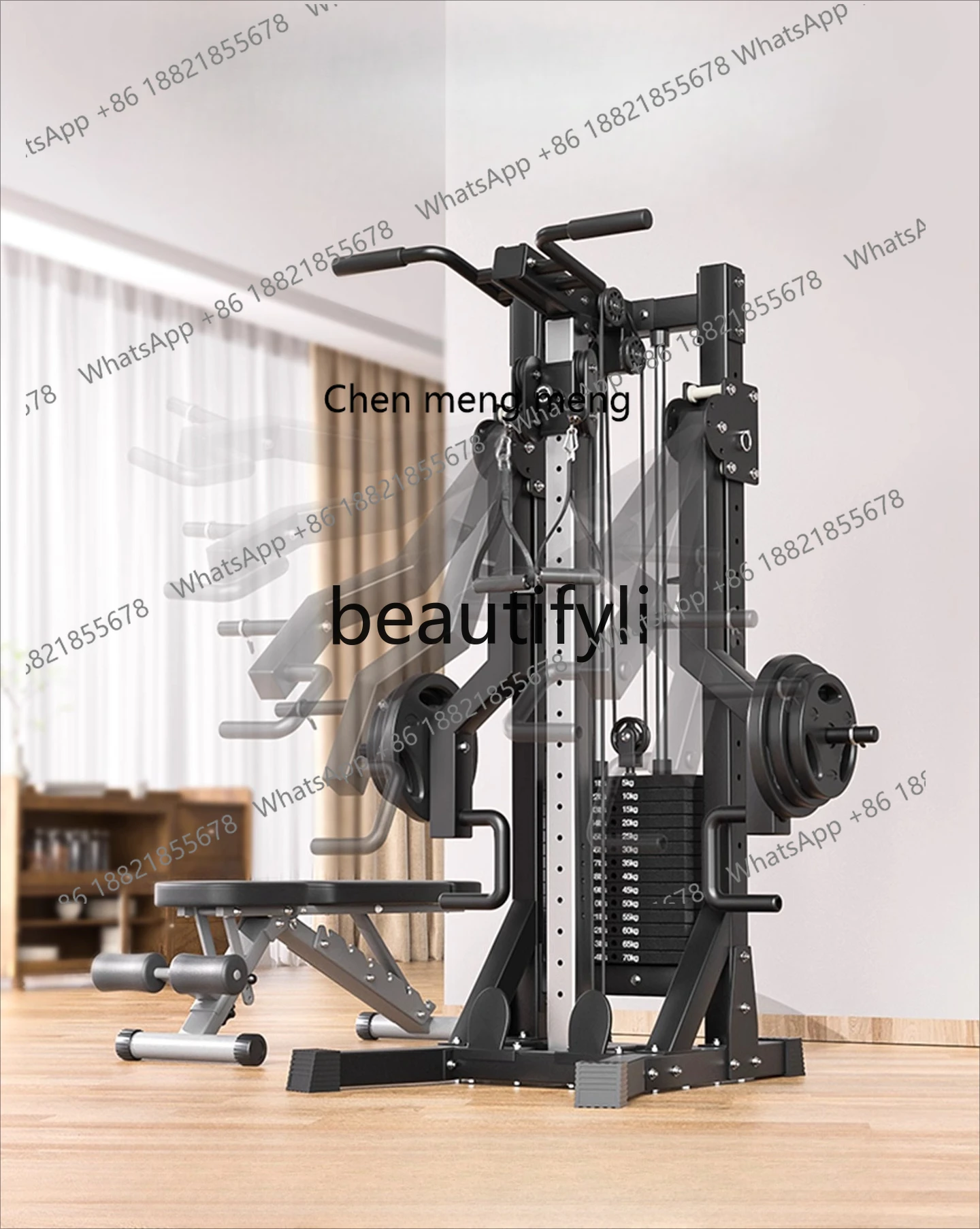 

Household fitness equipment multi-functional pull-up squat rowing machine